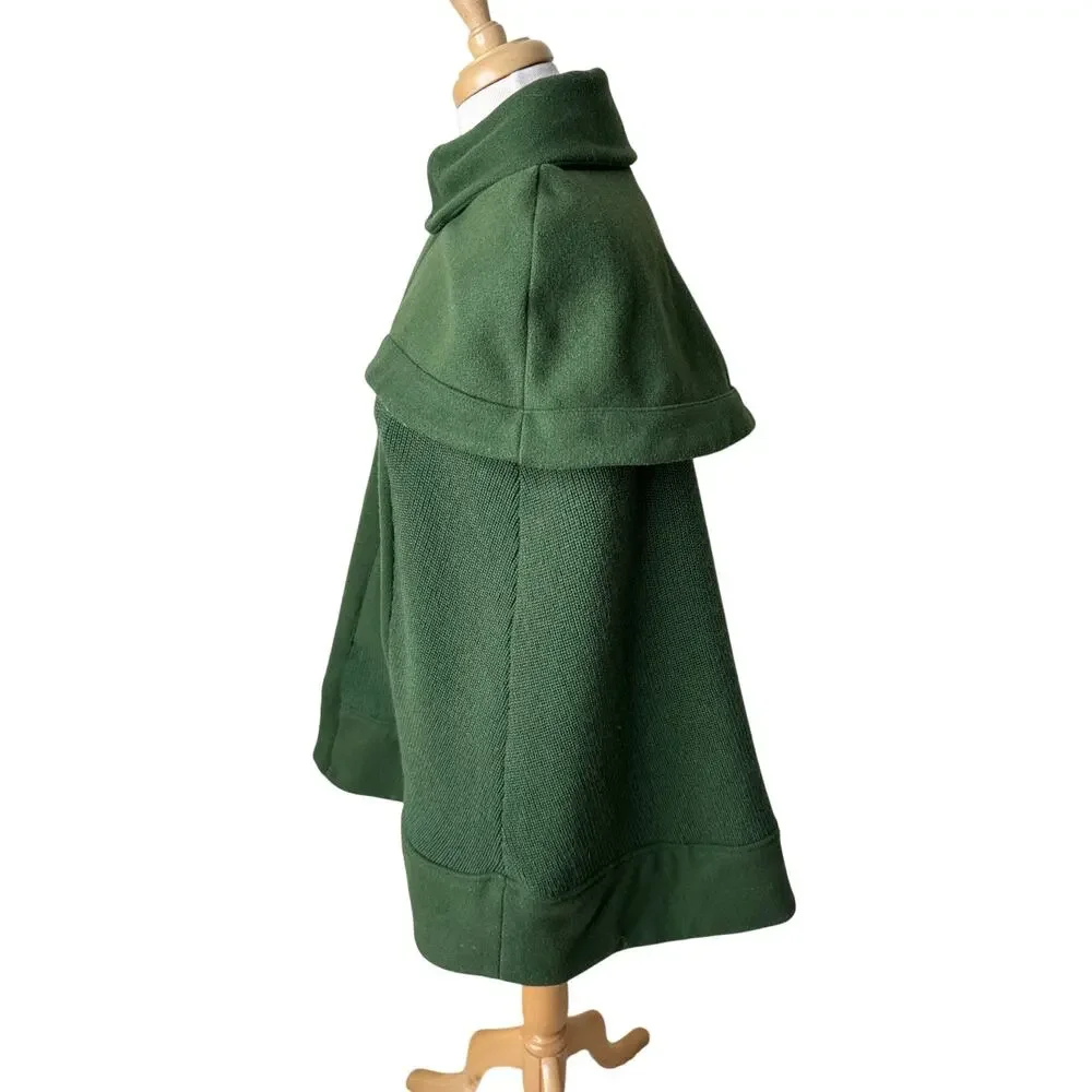 ANTHROPOLOGIE Madchen Fatigue Finery Cape Jacket Size SMALL Wool Blend GREEN - Picture 4 of 9